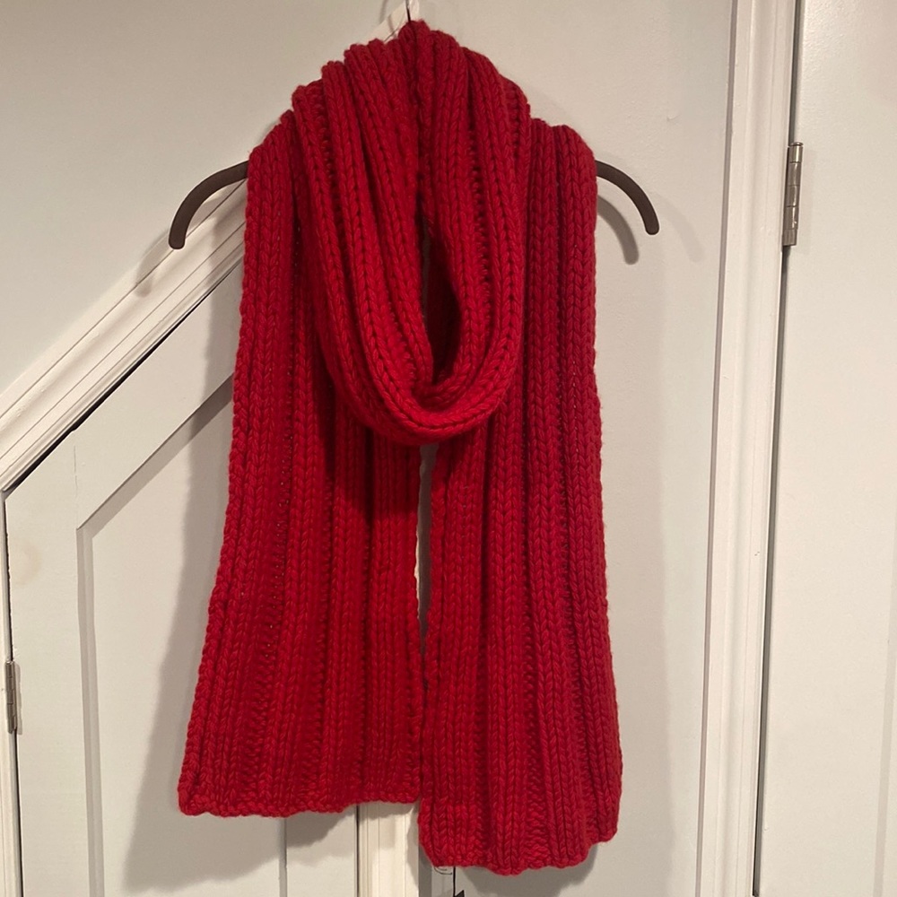 STRENESSE Gabriele Strehle LUX Cherry Red Extra Long Chunky Scarf 100% CASHMERE